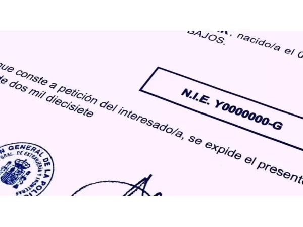 NIE Nummer NIE Nummer Dokument
